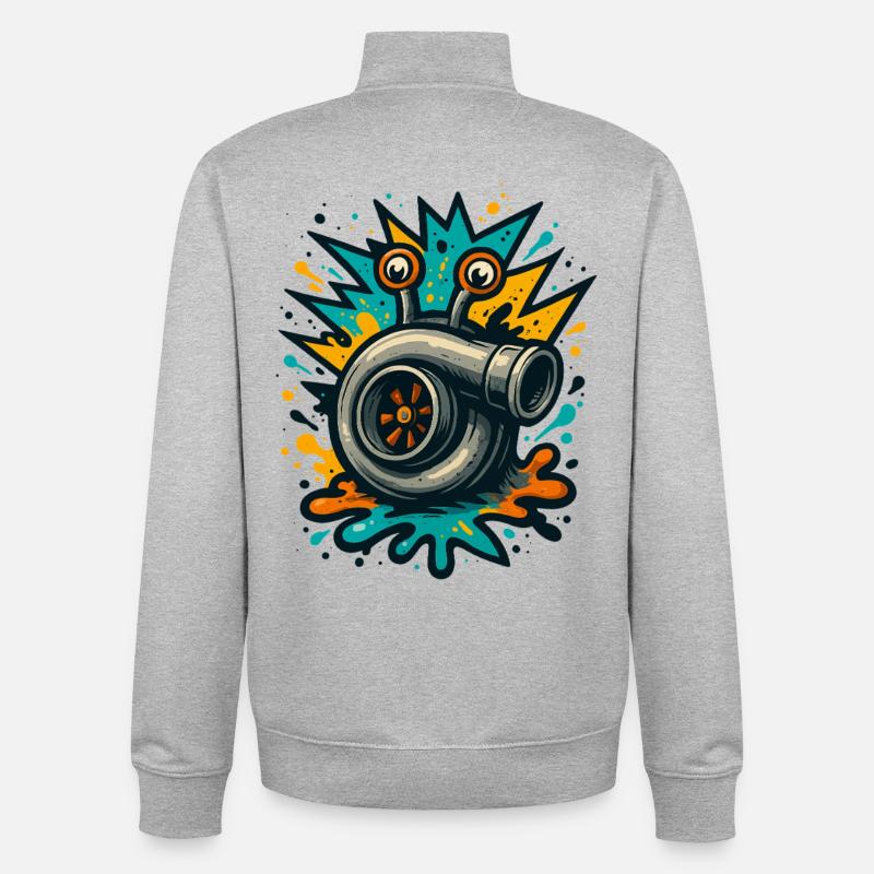 Turbo Schnecke Turbolader Boost Explosion - Unisex Organic Zip Sweatshirt von Stanley/Stella - Grau meliert