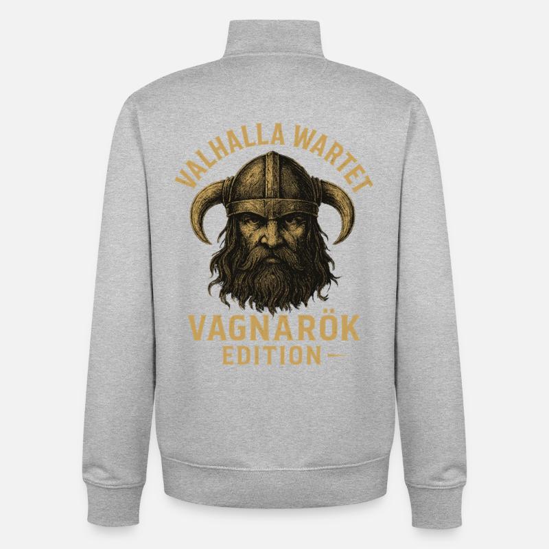 Valhalla Awaits Vagnarök Edition Vikings - Unisex Organic Zip Sweatshirt by Stanley/Stella - heather grey