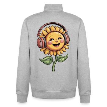 Chemise Bonne Humeur - Musique Tournesol Heureux - Sweat zippé unisexe en coton bio Stanley/Stella - gris chiné - Dos - AI Model Male 185 light (185cm)