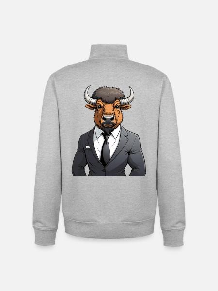 Anzugbulle im Business-Look - Unisex Organic Zip Sweatshirt von Stanley/Stella - Grau meliert
