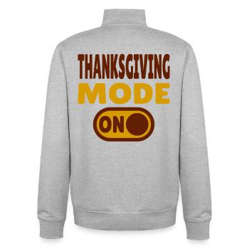 Thanksgiving Mode ON - Unisex Organic Zip Sweatshirt by Stanley/Stella - heather grey - Back - AI Model Male 185 light (185cm)