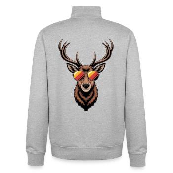Deer with antlers and sunglasses - Unisex Organic Zip Sweatshirt by Stanley/Stella - heather grey - Back - AI Model Male 185 light (185cm)