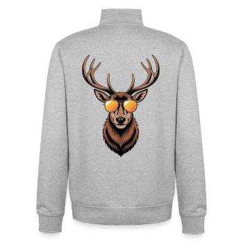 Deer with antlers and sunglasses - Unisex Organic Zip Sweatshirt by Stanley/Stella - heather grey - Back - AI Model Male 185 light (185cm)