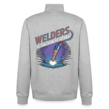 Welders Do It With More Spark Welding Fabrication - Unisex Organic Zip Sweatshirt by Stanley/Stella - heather grey - Back - AI Model Male 185 light (185cm)