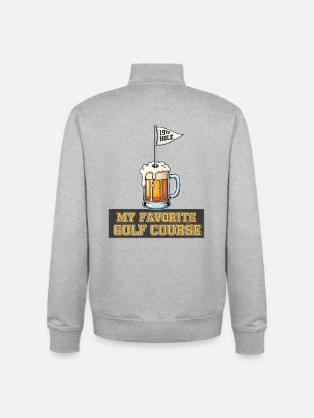 Ma bière de golf préférée - Sweat zippé unisexe en coton bio Stanley/Stella - gris chiné