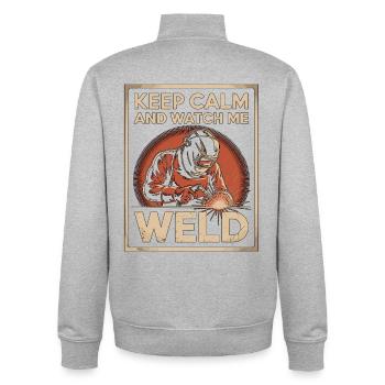Welder Keep Calm And Watch Me Weld Craftsmanship - Unisex Organic Zip Sweatshirt by Stanley/Stella - heather grey - Back - AI Model Male 185 light (185cm)
