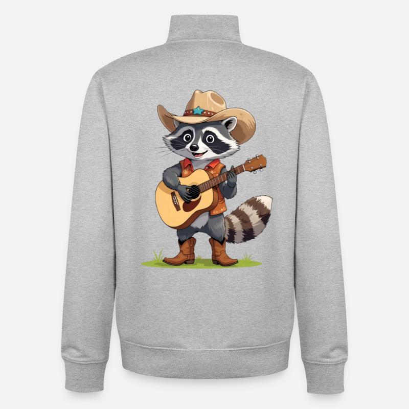 Raton laveur Ranchero - Sweat zippé unisexe en coton bio Stanley/Stella - gris chiné