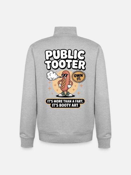 Public fart art: Hot dog cartoon - Unisex Organic Zip Sweatshirt by Stanley/Stella - heather grey