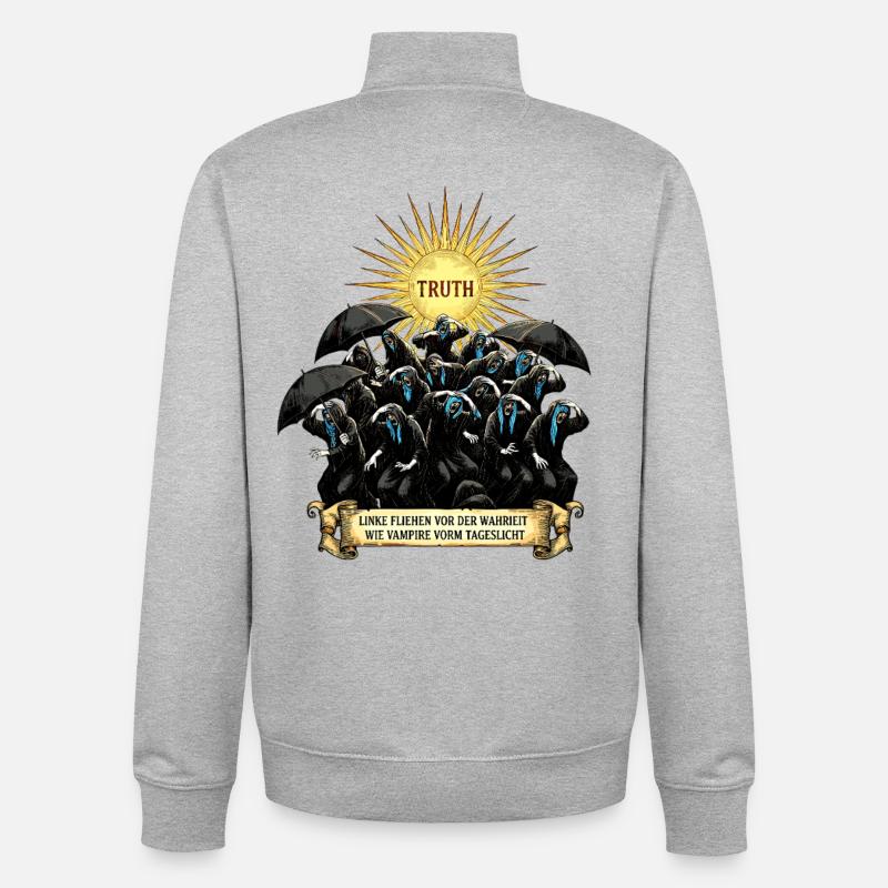 Vampires Avoid the Light Satire - Unisex Organic Zip Sweatshirt by Stanley/Stella - heather grey