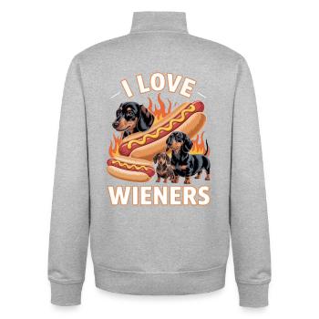 I Love Wieners Unwearable Bootleg - Sweat zippé unisexe en coton bio Stanley/Stella - gris chiné - Dos - AI Model Male 185 light (185cm)