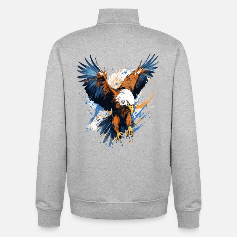 Stürmischer Adler Spritzkunst - Unisex Organic Zip Sweatshirt von Stanley/Stella - Grau meliert