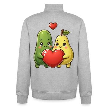 Hearts Fruit Cucumber Pear - Unisex Organic Zip Sweatshirt by Stanley/Stella - heather grey - Back - AI Model Male 185 light (185cm)