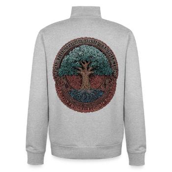 Yygdrasil-Ygdrasil-Viking-Vikings-Wotan-Odin-Edda - Unisex Organic Zip Sweatshirt by Stanley/Stella - heather grey - Back - AI Model Male 185 light (185cm)