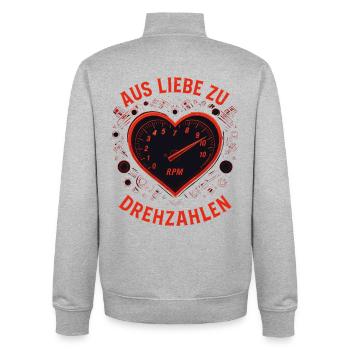 Aus Liebe zu Drehzahlen Tuning Shirt Motorrad Auto - Unisex Organic Zip Sweatshirt von Stanley/Stella - Grau meliert - Hinten - AI Model Male 185 light (185cm)