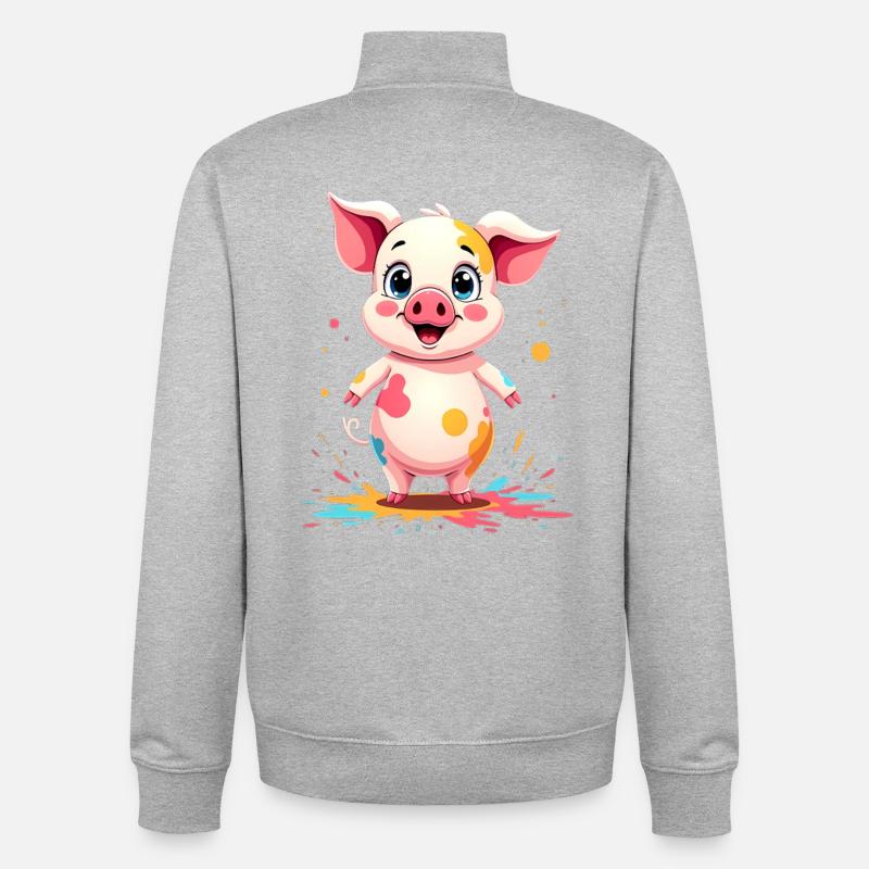 Fröhliches Farbenspiel Ferkel - Unisex Organic Zip Sweatshirt von Stanley/Stella - Grau meliert