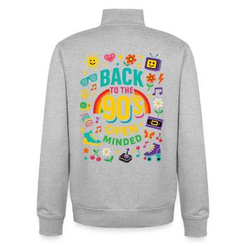 Back To The 90's Open Minded Nostalgie Vibes - Unisex Organic Zip Sweatshirt von Stanley/Stella - Grau meliert - Hinten - AI Model Male 185 light (185cm)