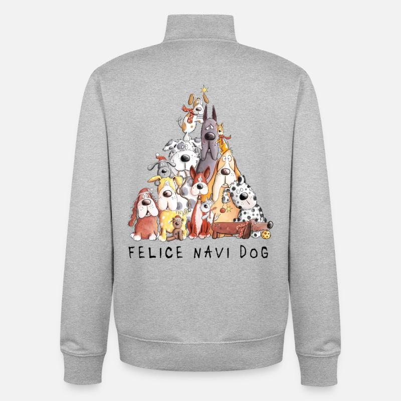 Felice Navi chien chiens Noël dicton - Sweat zippé unisexe en coton bio Stanley/Stella - gris chiné