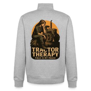 Tractor Therapy Field Is My Peace - Unisex Organic Zip Sweatshirt by Stanley/Stella - heather grey - Back - AI Model Male 185 light (185cm)