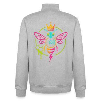 Neon Queen Bee, Electro Hive Beats - Unisex Organic Zip Sweatshirt von Stanley/Stella - Grau meliert - Hinten - AI Model Male 185 light (185cm)