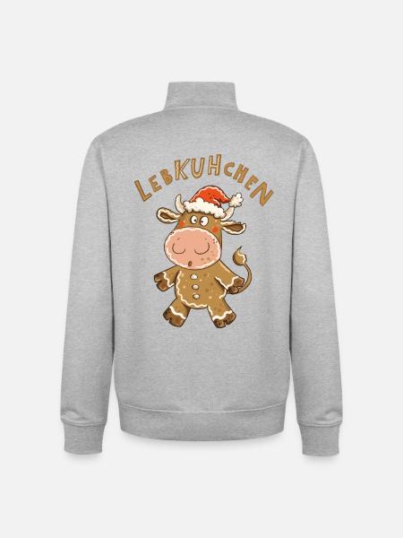 LebKUHchen – Weihnachten Kuh Weihnachtsmotiv - Unisex Organic Zip Sweatshirt von Stanley/Stella - Grau meliert
