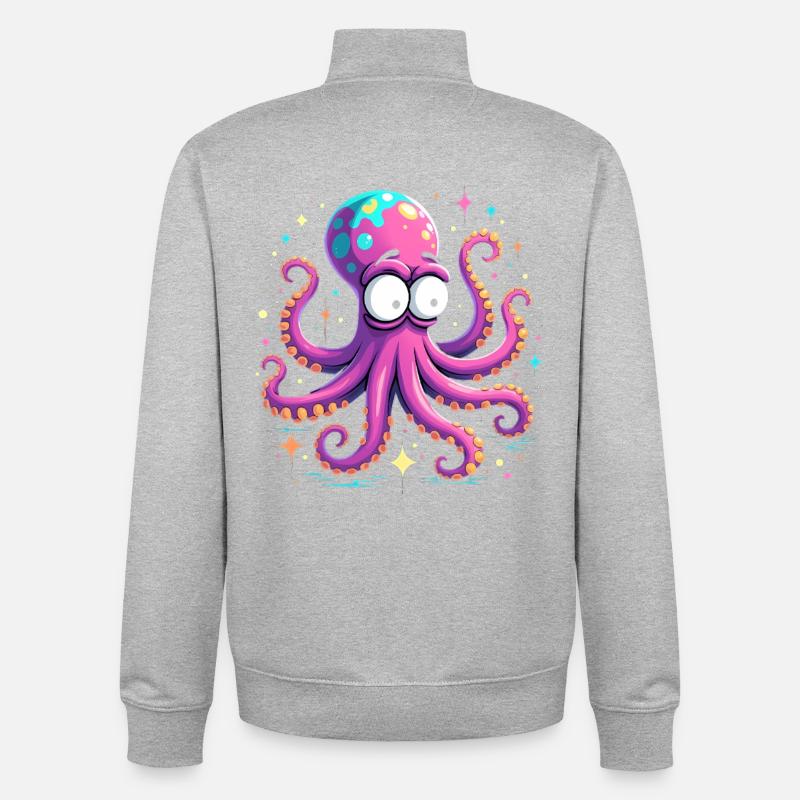 Neon Oktopus Farbexplosion - Unisex Organic Zip Sweatshirt von Stanley/Stella - Grau meliert