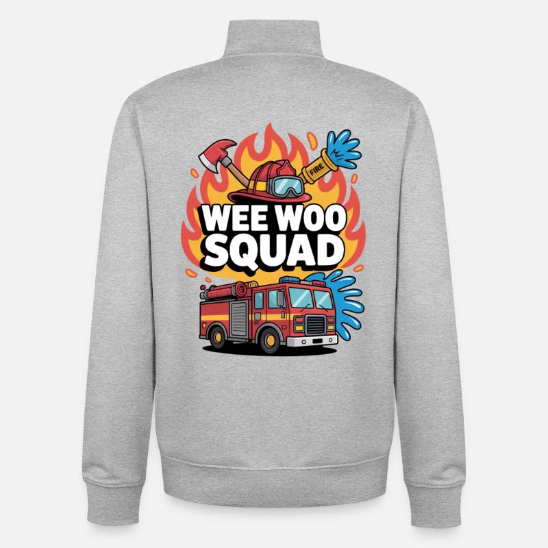 Pompier de l’escouade Wee Woo - Sweat zippé unisexe en coton bio Stanley/Stella - gris chiné