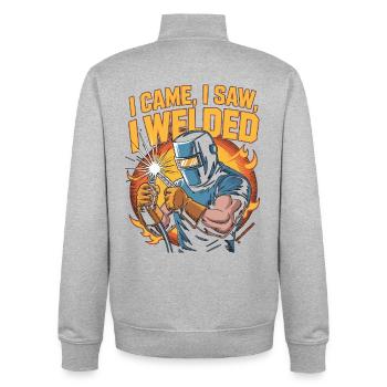 Welder I Came I Saw I Welded Craftsmanship Welding - Unisex Organic Zip Sweatshirt by Stanley/Stella - heather grey - Back - AI Model Male 185 light (185cm)