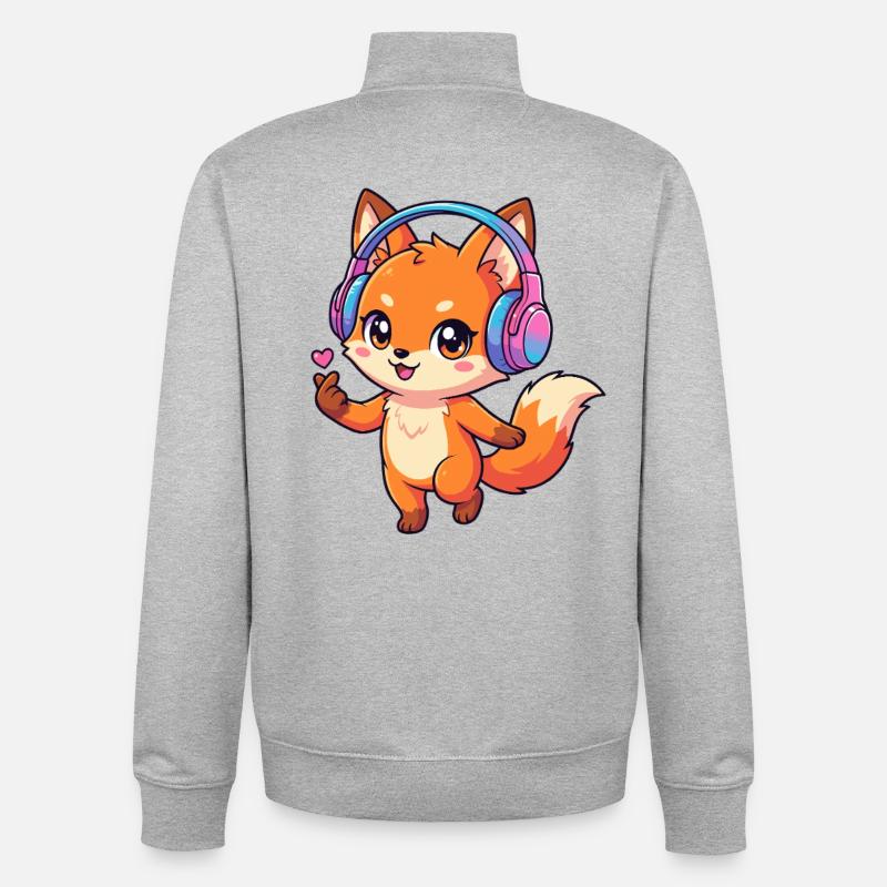 Fox Music Kopfhörer - Unisex Organic Zip Sweatshirt von Stanley/Stella - Grau meliert