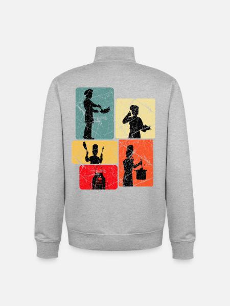 Kitchen Heroes Silhouettes Pattern - Unisex Organic Zip Sweatshirt by Stanley/Stella - heather grey