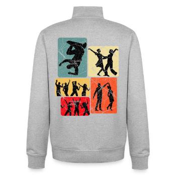 Dance silhouettes in retro block - Unisex Organic Zip Sweatshirt by Stanley/Stella - heather grey - Back - AI Model Male 185 light (185cm)
