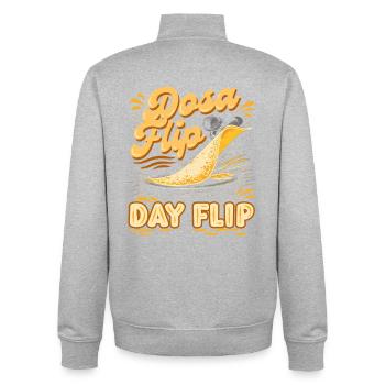 Tamil Tamilsch Sri Lanka Dosa Flip Day Flip - Sweat zippé unisexe en coton bio Stanley/Stella - gris chiné - Dos - AI Model Male 185 light (185cm)