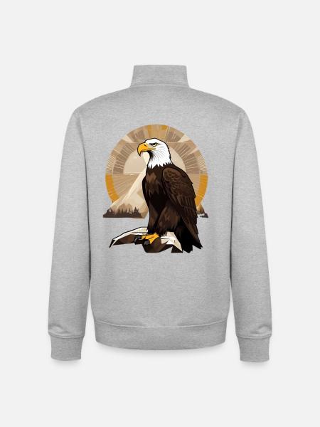 Eagle at sunrise over mountains - Unisex Organic Zip Sweatshirt by Stanley/Stella - heather grey