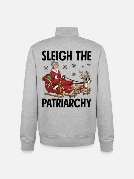 Sleigh The Patriarchy - Unisex Organic Zip Sweatshirt von Stanley/Stella - Grau meliert