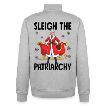 Sleigh The Patriarchy - Unisex Organic Zip Sweatshirt by Stanley/Stella - heather grey - Back - AI Model Male 185 light (185cm)