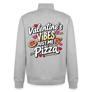 Valentins Vibes Pizza Liebe - Unisex Organic Zip Sweatshirt von Stanley/Stella - Grau meliert - Hinten - AI Model Male 185 light (185cm)