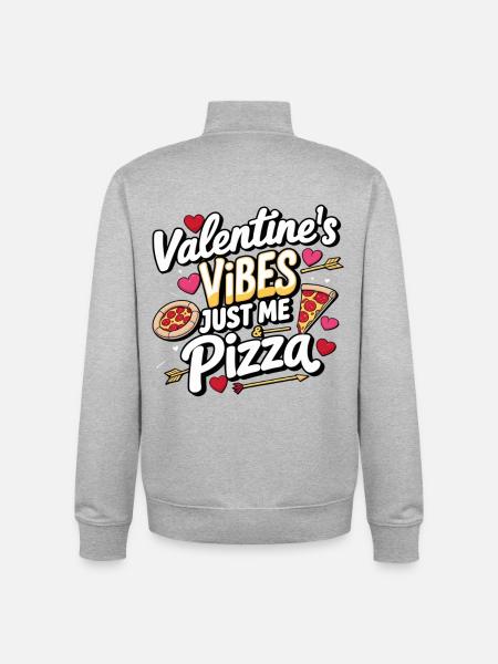 Valentins Vibes Pizza Liebe - Unisex Organic Zip Sweatshirt von Stanley/Stella - Grau meliert