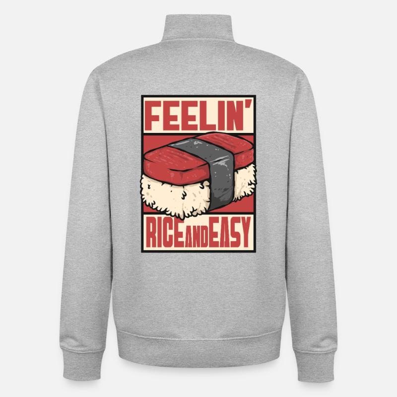 Sushi Feelin Rice et Facile - Sweat zippé unisexe en coton bio Stanley/Stella - gris chiné
