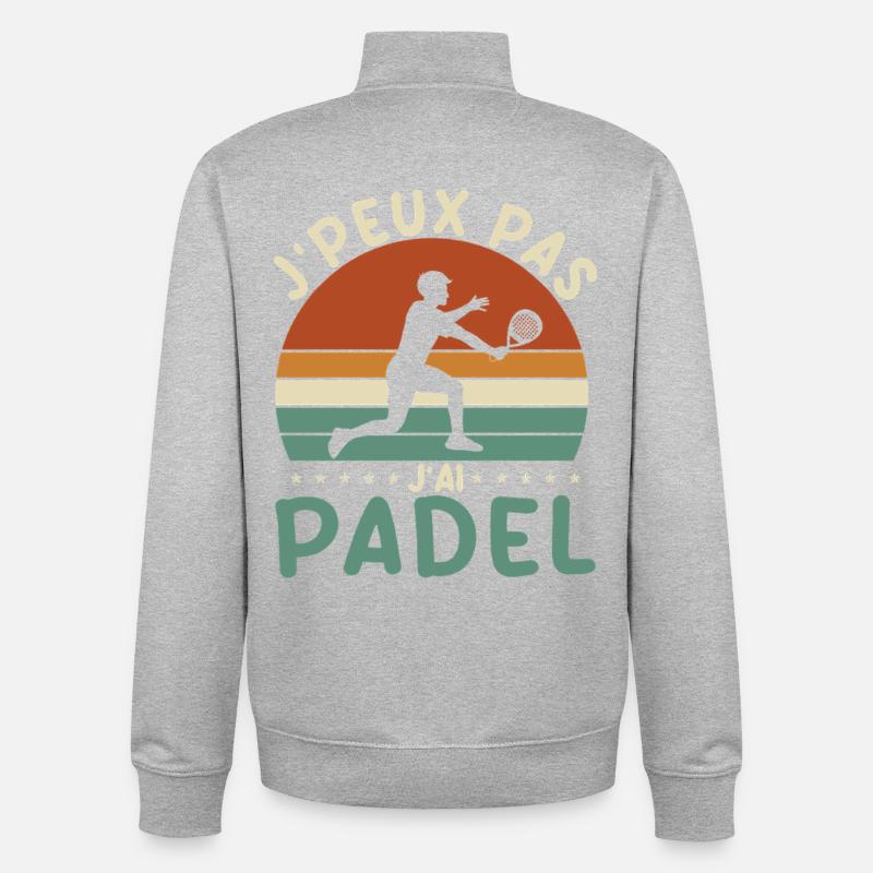 Je peux pas j ai padel - Sweat zippé unisexe en coton bio Stanley/Stella - gris chiné
