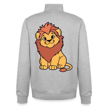 Warm cartoon lion cub - Unisex Organic Zip Sweatshirt by Stanley/Stella - heather grey - Back - AI Model Male 185 light (185cm)