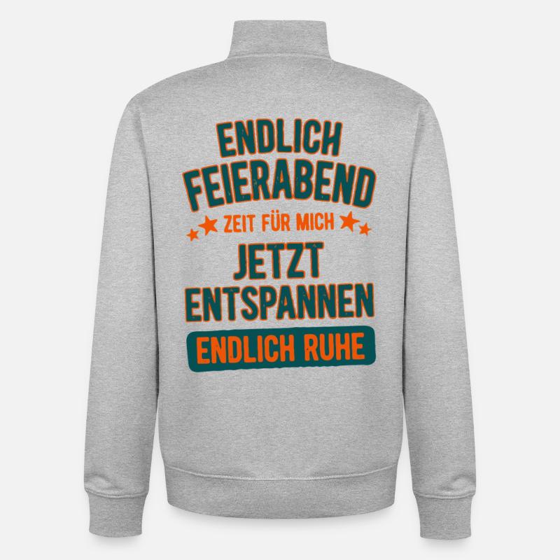 Finally closing time, now relaxing, weekend - Unisex Organic Zip Sweatshirt by Stanley/Stella - heather grey