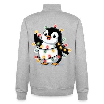 Pinguin mit Lichterkette - Unisex Organic Zip Sweatshirt von Stanley/Stella - Grau meliert - Hinten - AI Model Male 185 light (185cm)