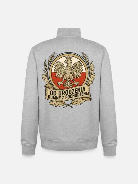 Born Proud Polish Eagle Emblem - Sweat zippé unisexe en coton bio Stanley/Stella - gris chiné