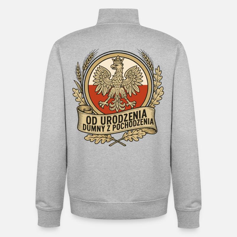 Born Proud Polish Eagle Emblem - Unisex Organic Zip Sweatshirt von Stanley/Stella - Grau meliert