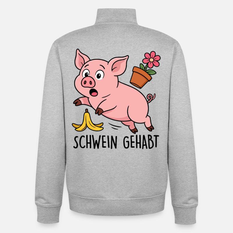 COCHON - Sweat zippé unisexe en coton bio Stanley/Stella - gris chiné