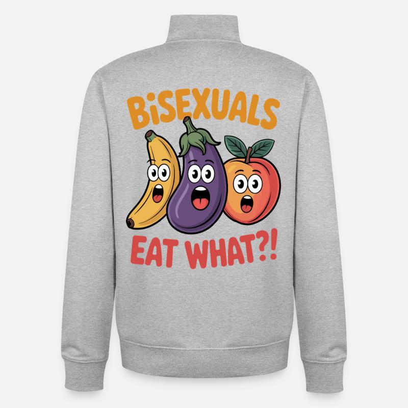 BiSexuals Eat What?! Fruit Tee - Unisex Organic Zip Sweatshirt von Stanley/Stella - Grau meliert