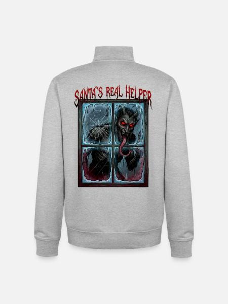 Santas Realer Helfer – Dämonischer Fenstergeist - Unisex Organic Zip Sweatshirt von Stanley/Stella - Grau meliert