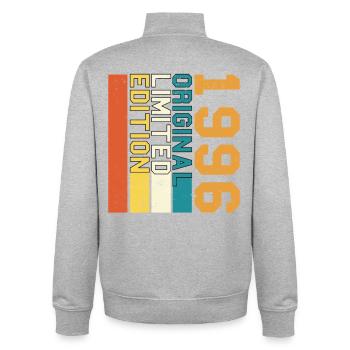 1996 Anniversaire Vintage Original Cadeau Rétro 96 - Sweat zippé unisexe en coton bio Stanley/Stella - gris chiné - Dos - AI Model Male 185 light (185cm)