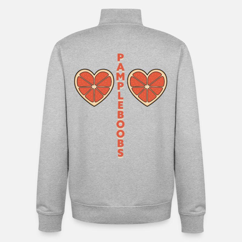Pampleboobs – Fun design with grapefruit - Unisex Organic Zip Sweatshirt by Stanley/Stella - heather grey