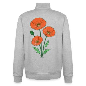 Orange Mohnblumen botanische Illustration - Unisex Organic Zip Sweatshirt von Stanley/Stella - Grau meliert - Hinten - AI Model Male 185 light (185cm)