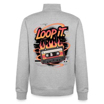 Retro Kassette Loop It Musikdesign - Unisex Organic Zip Sweatshirt von Stanley/Stella - Grau meliert - Hinten - AI Model Male 185 light (185cm)